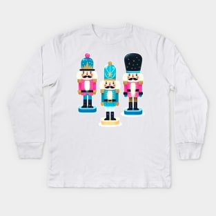 Neon Nutcracker Gentlemen Christmas Graphic Design Kids Long Sleeve T-Shirt